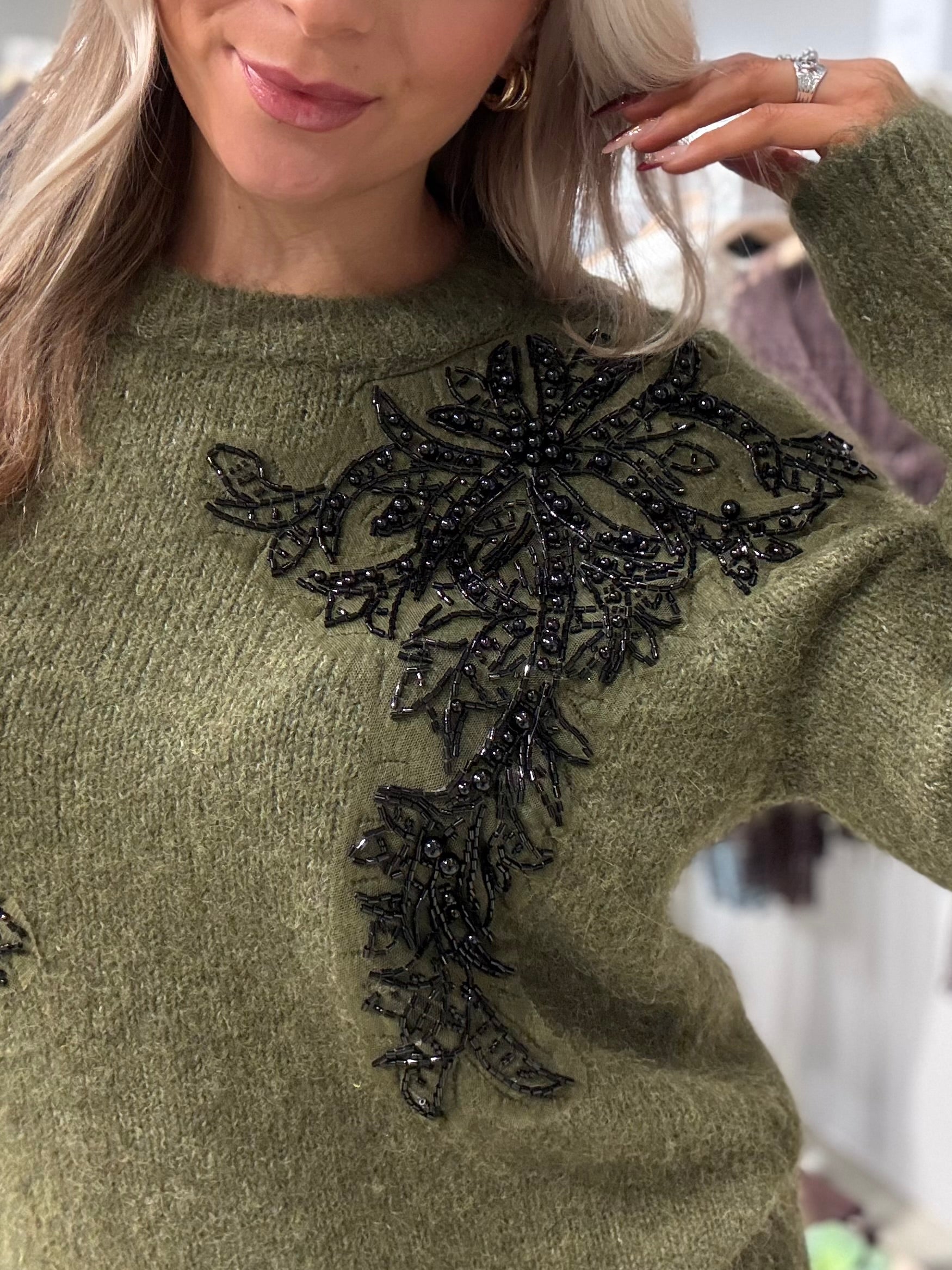 OBJMELEA Pullover - Martini Olive